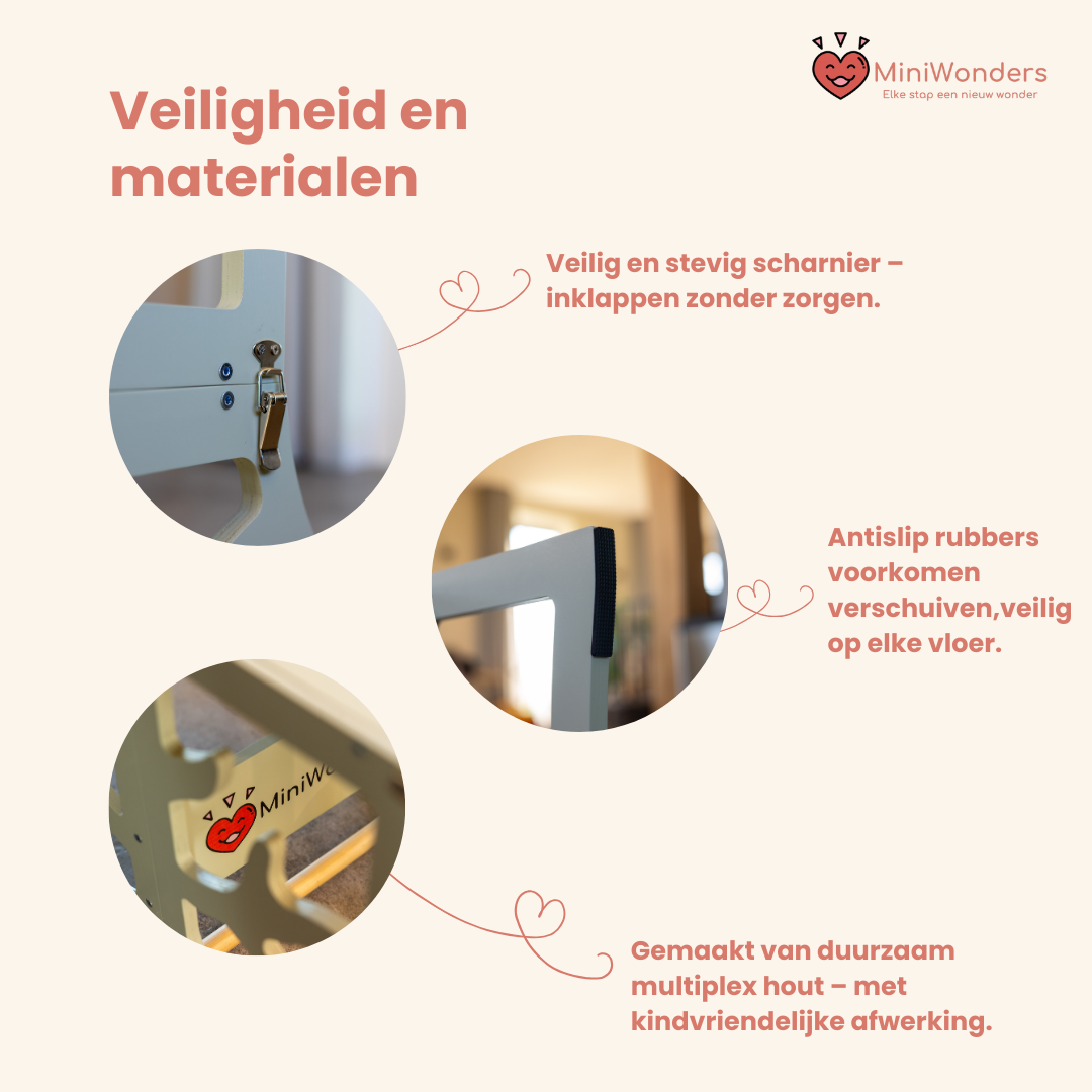 Veiligheid en materialen van de MiniWonders leertoren